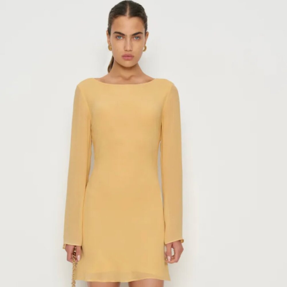 Reformation Esra Mini Dress Yellow - Size XS